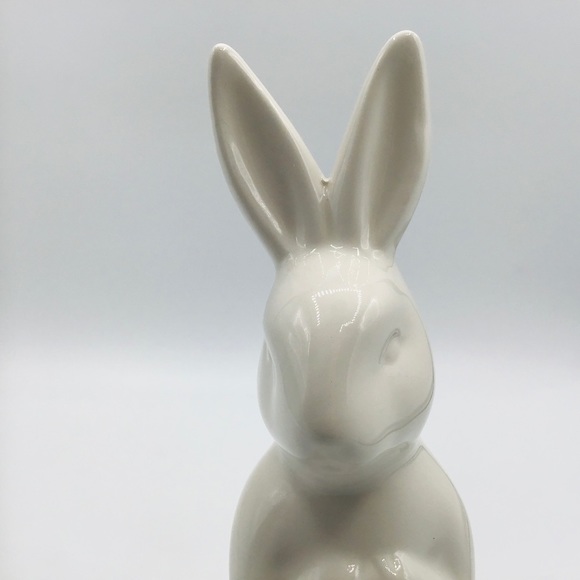 CERAMIC White Bunny Rabbit 8” Easter Spring Figure Farmhouse Decor Mantle Table - Picture 2 of 9